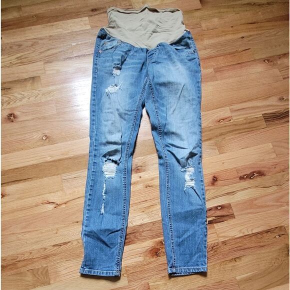💙3 for $30💙 Indigo Rein Distressed Skinny Maternity Jeans XS - Picture 1 of 6